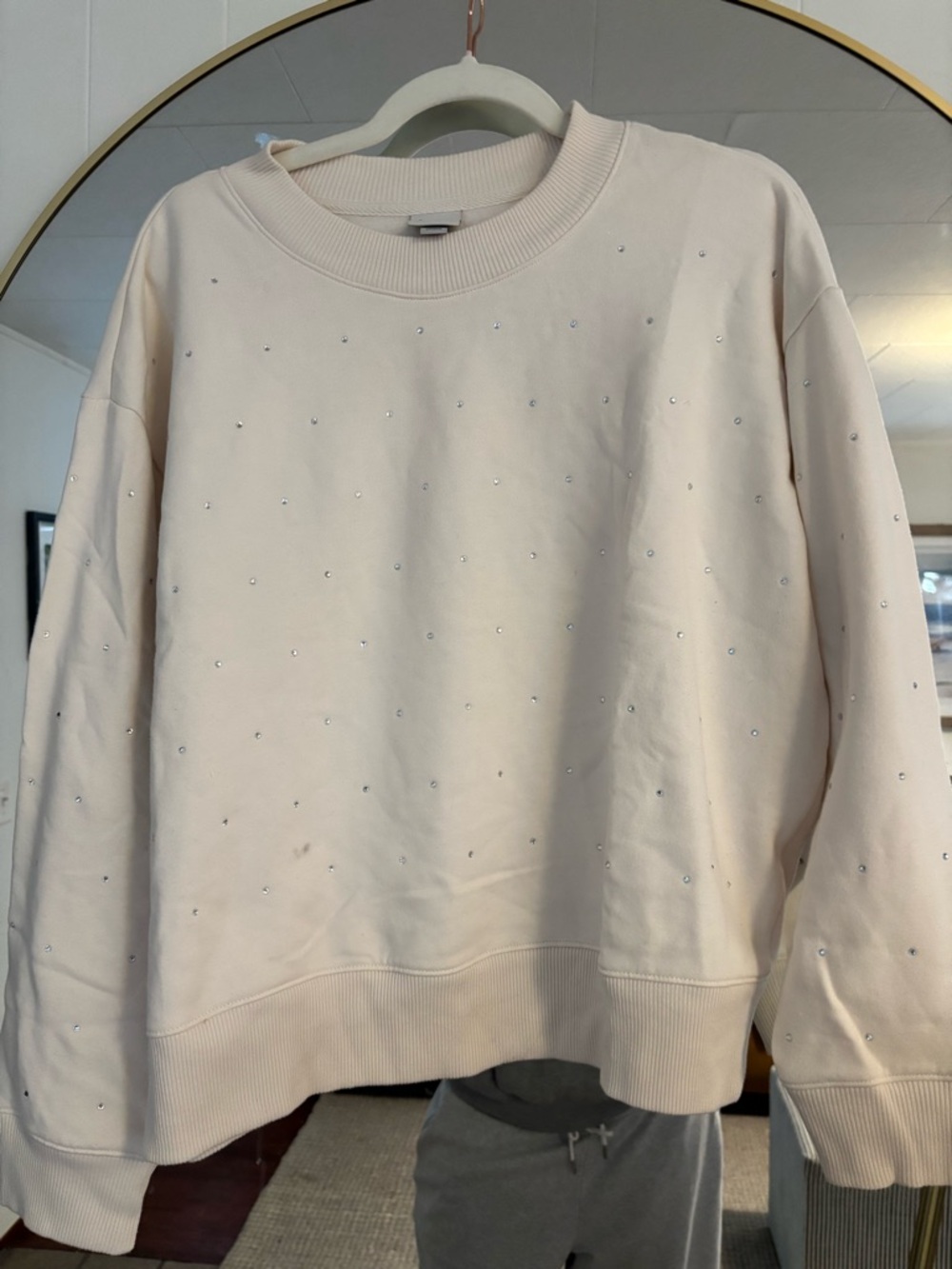 a new day Pale Blush Embellished Crewneck Sweatshirt